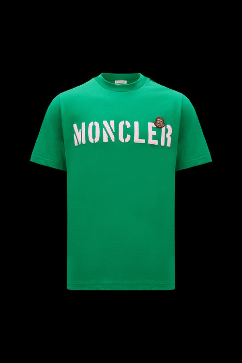 Camiseta Moncler Logo T Hombre Verdes | EIQW-61854