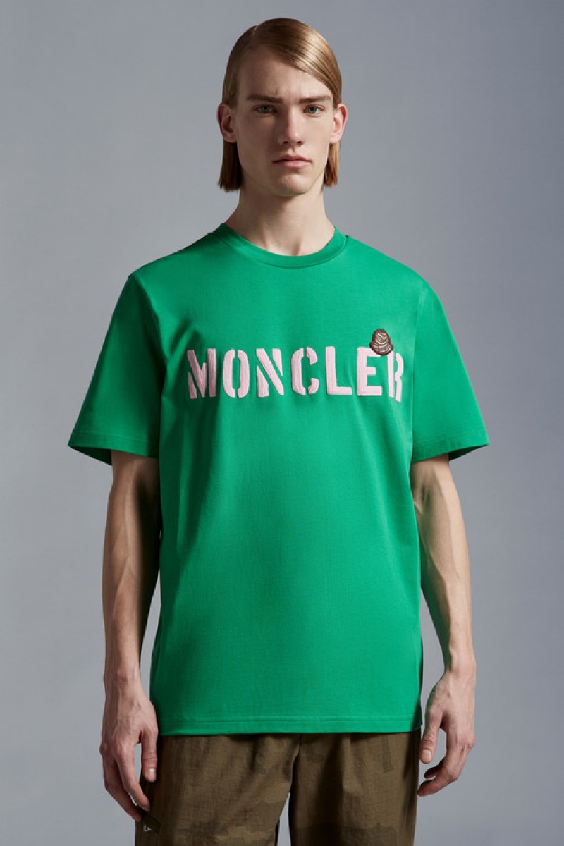 Camiseta Moncler Logo T Hombre Verdes | EIQW-61854