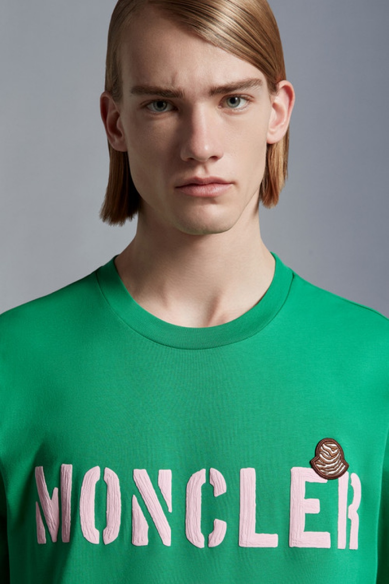 Camiseta Moncler Logo T Hombre Verdes | EIQW-61854