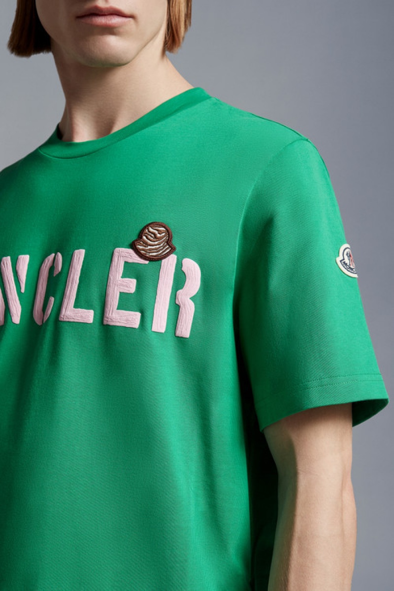 Camiseta Moncler Logo T Hombre Verdes | EIQW-61854