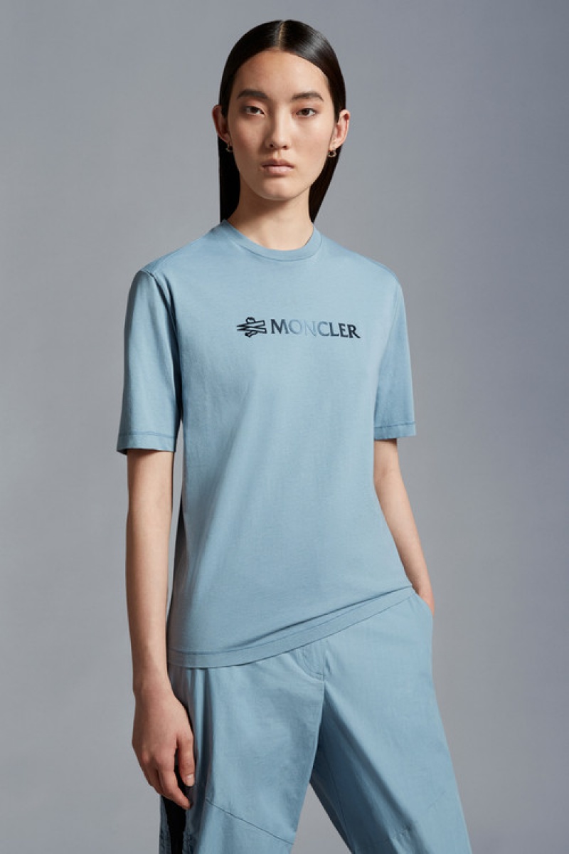 Camiseta Moncler Logo T Mujer Azules | JYRO-43678