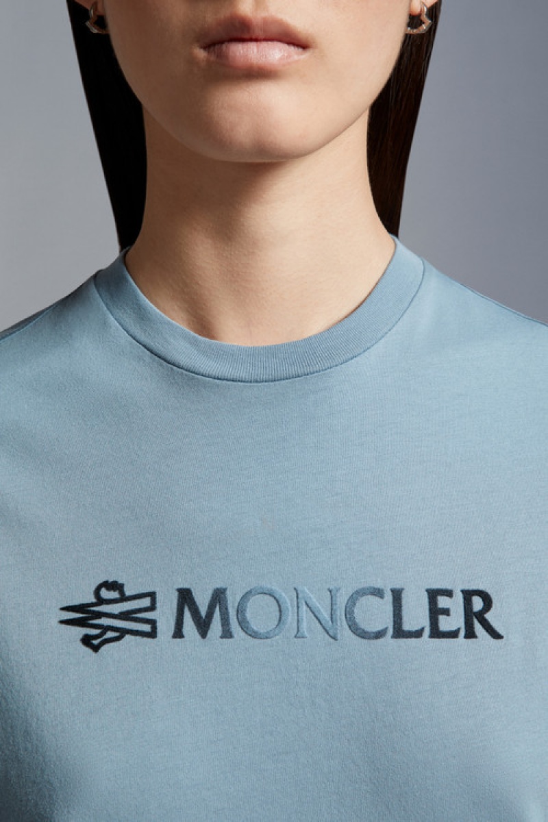 Camiseta Moncler Logo T Mujer Azules | JYRO-43678