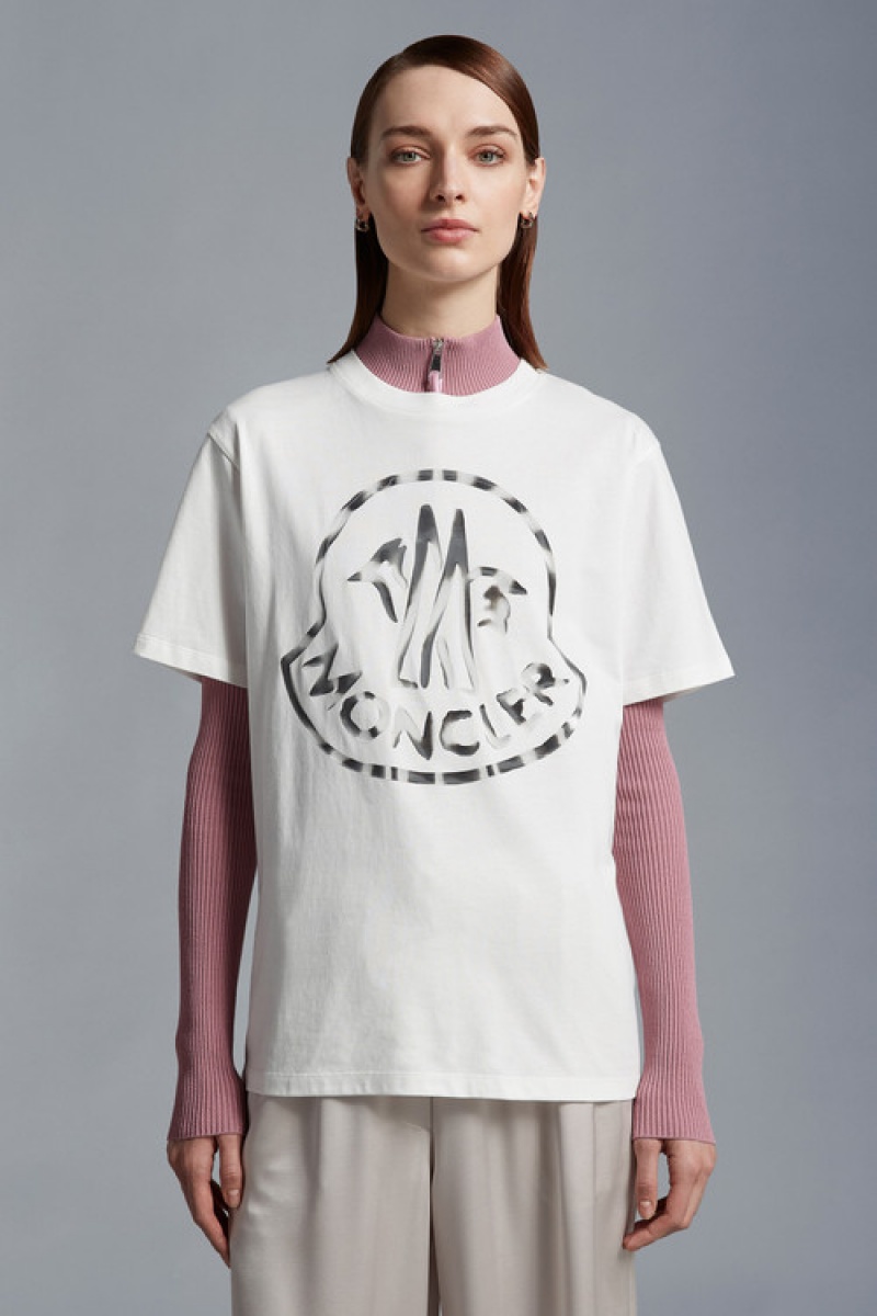 Camiseta Moncler Logo T Mujer Blancos | DVUM-45712