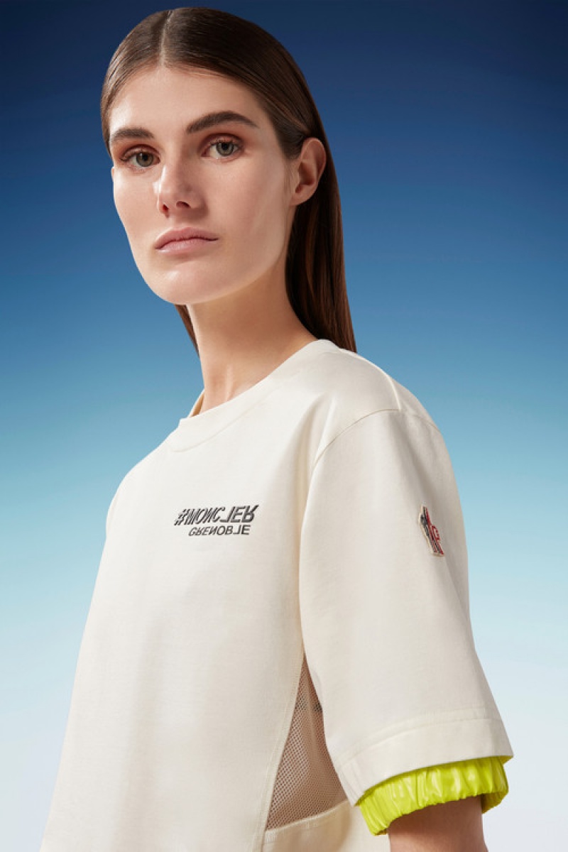 Camiseta Moncler Logo T Mujer Blancos | IFMY-65102