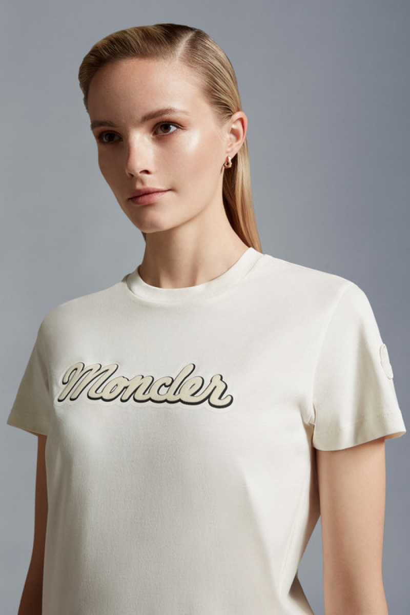 Camiseta Moncler Logo T Mujer Blancos | KBHT-19327