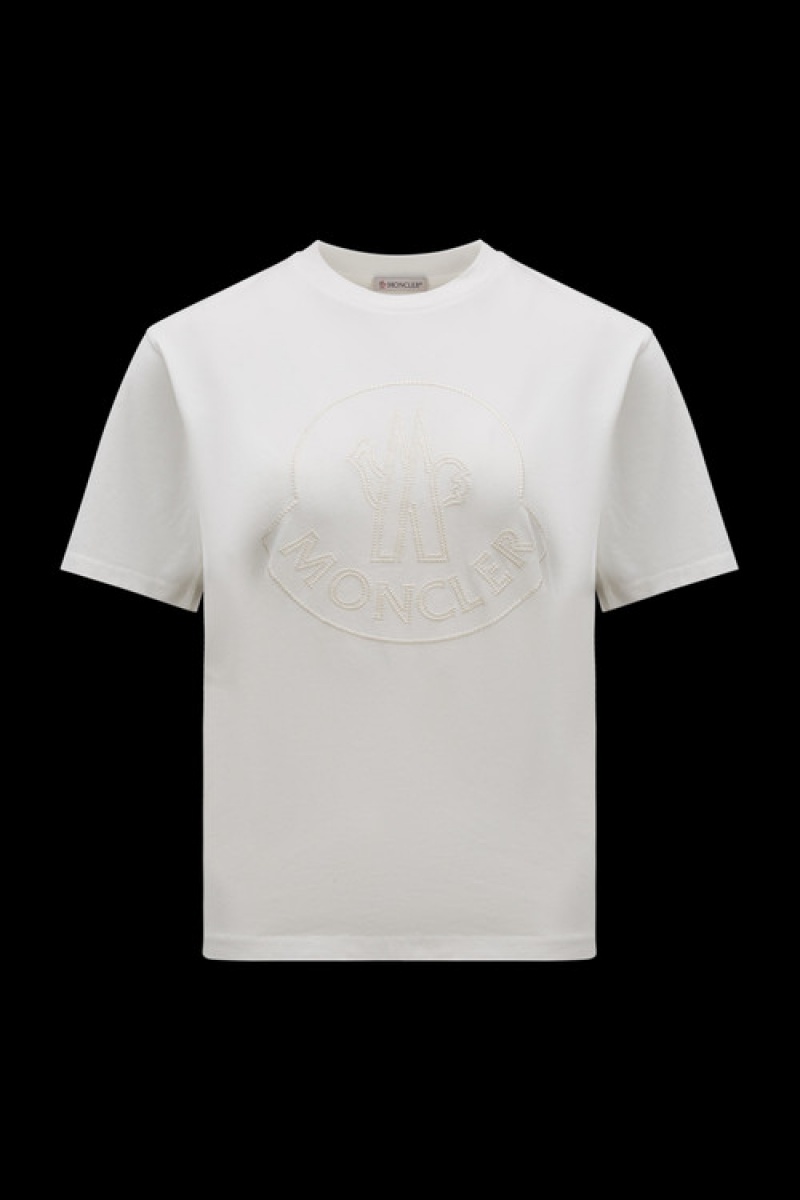 Camiseta Moncler Logo T Mujer Blancos | OUDX-16023