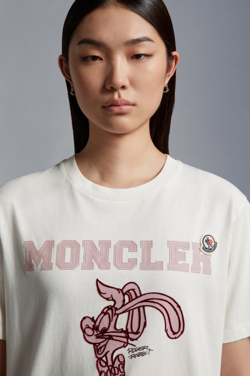 Camiseta Moncler Logo T Mujer Blancos | SITJ-81573