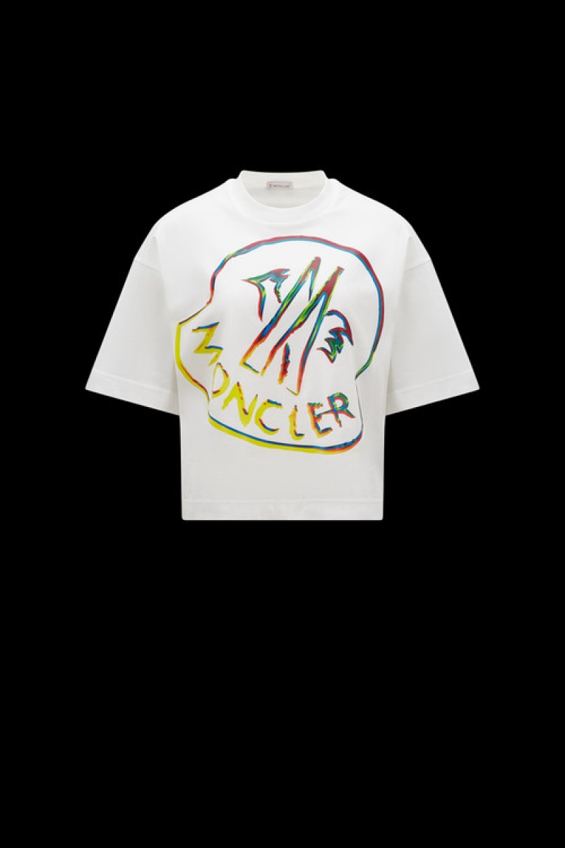 Camiseta Moncler Logo T Mujer Blancos | WNCI-56729