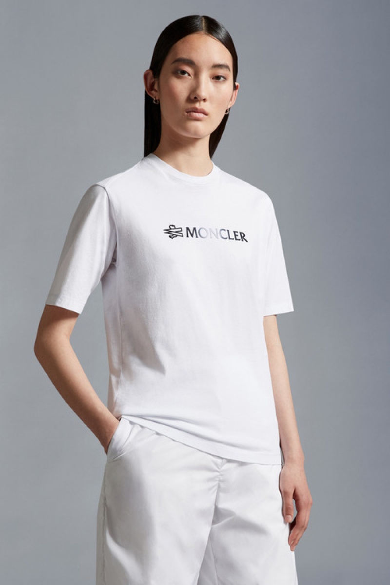 Camiseta Moncler Logo T Mujer Blancos | ZQSG-98603