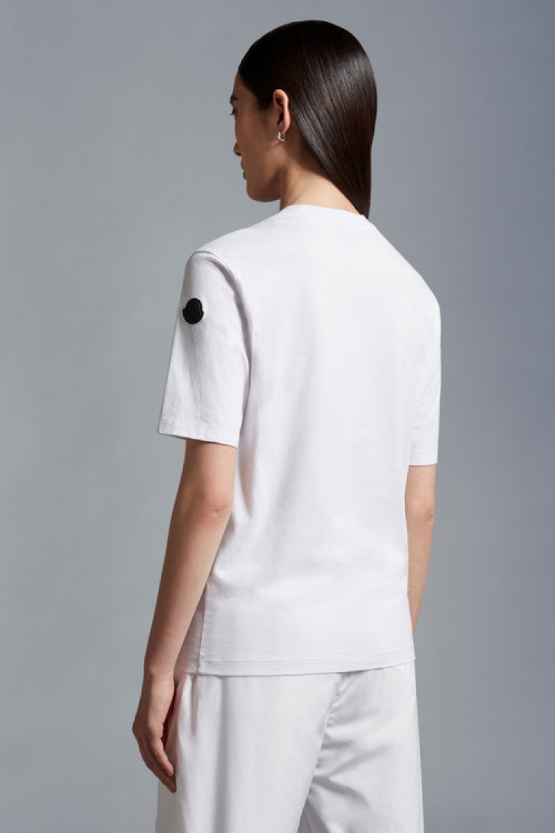 Camiseta Moncler Logo T Mujer Blancos | ZQSG-98603