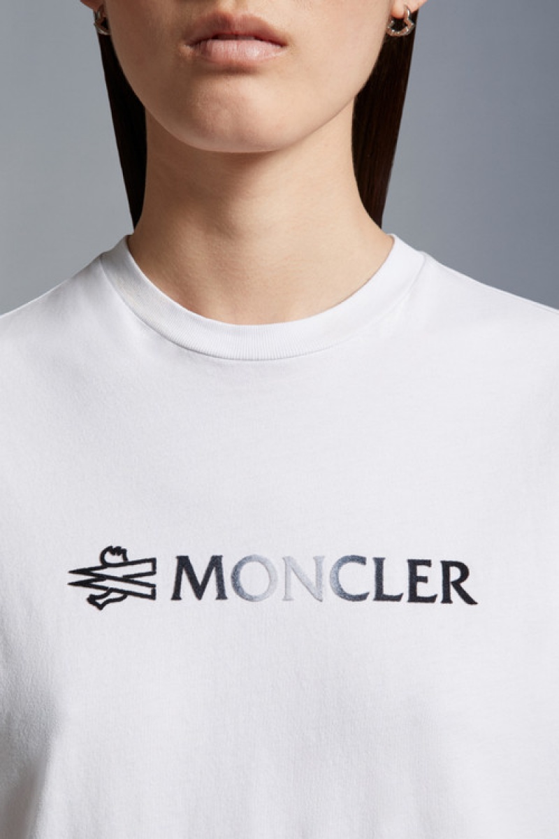 Camiseta Moncler Logo T Mujer Blancos | ZQSG-98603