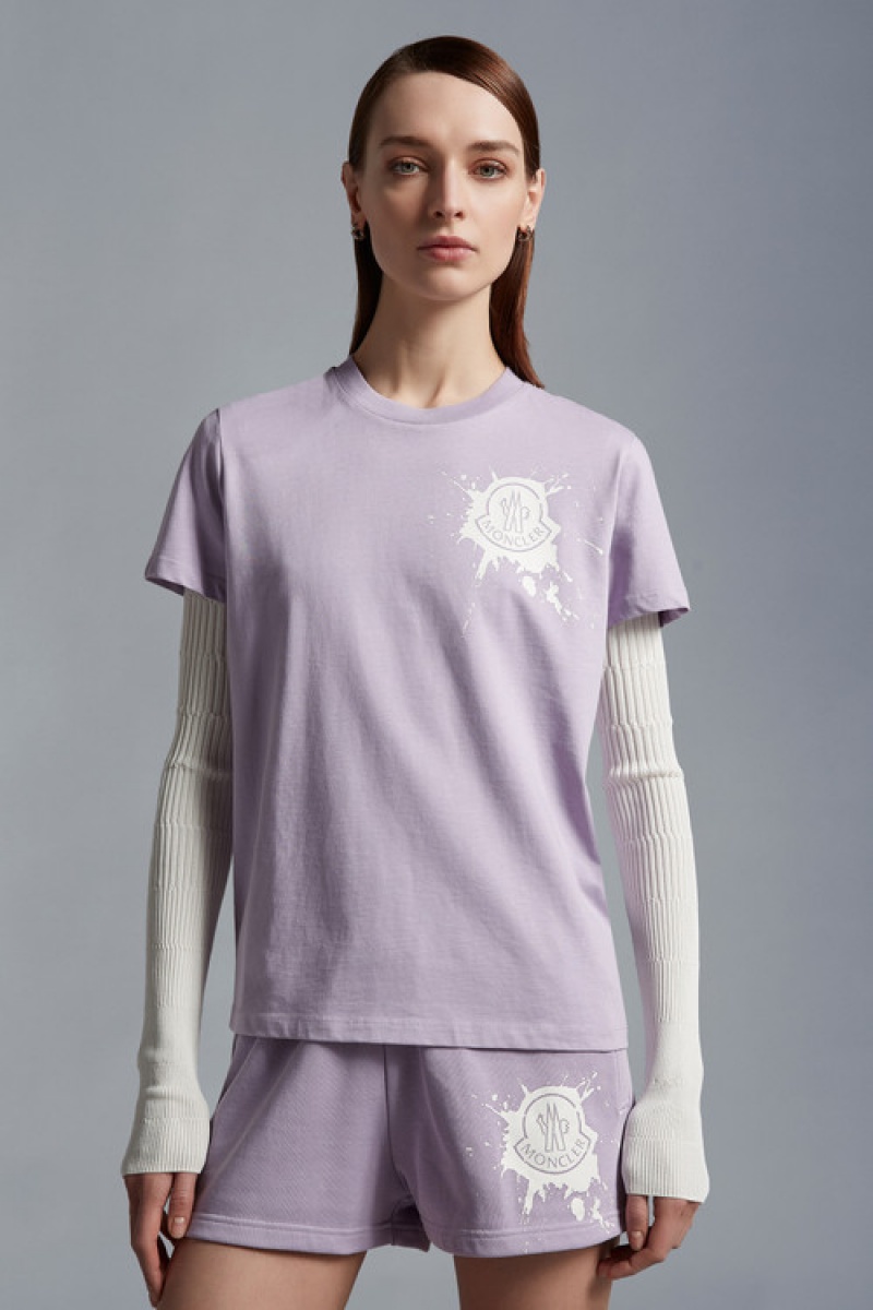 Camiseta Moncler Logo T Mujer Morados | ZYOG-21035