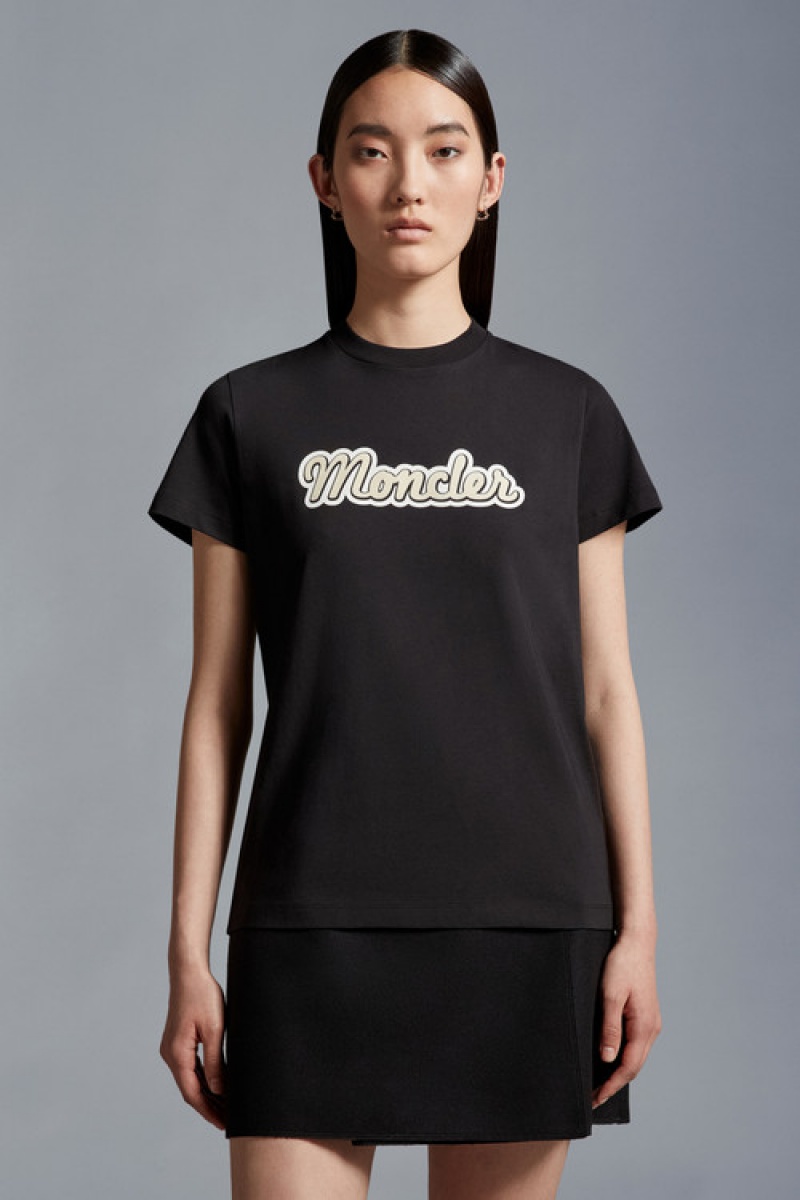 Camiseta Moncler Logo T Mujer Negros | GXLV-02491