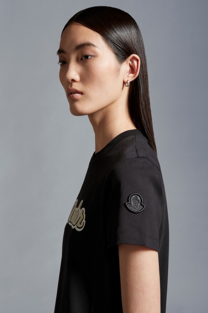 Camiseta Moncler Logo T Mujer Negros | GXLV-02491