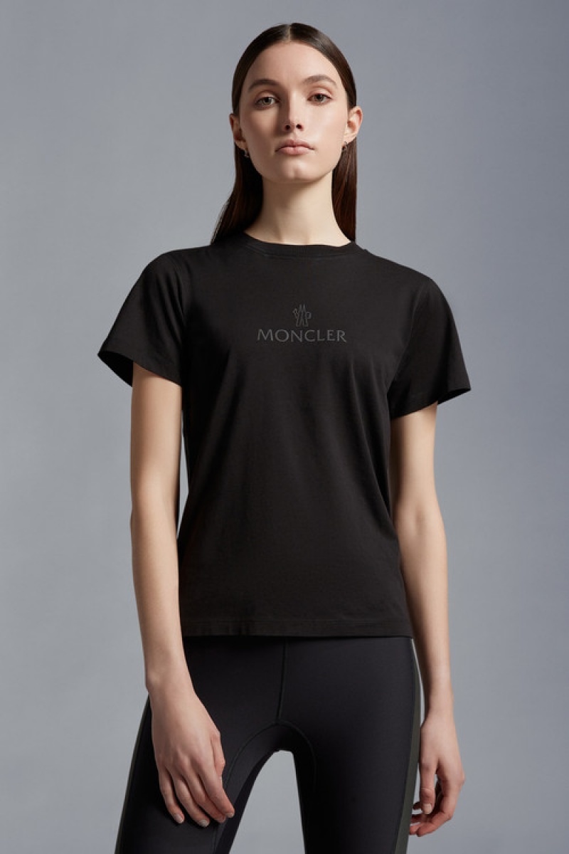 Camiseta Moncler Logo T Mujer Negros | QHCL-93845