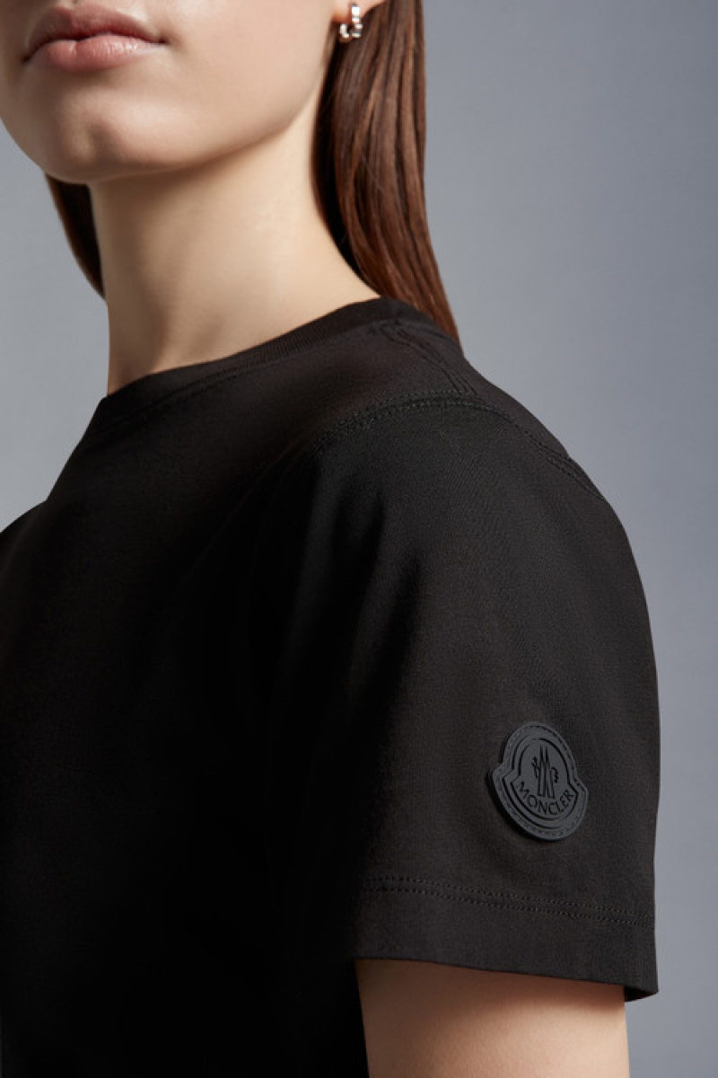 Camiseta Moncler Logo T Mujer Negros | QHCL-93845