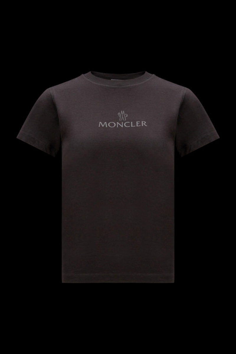 Camiseta Moncler Logo T Mujer Negros | QHCL-93845