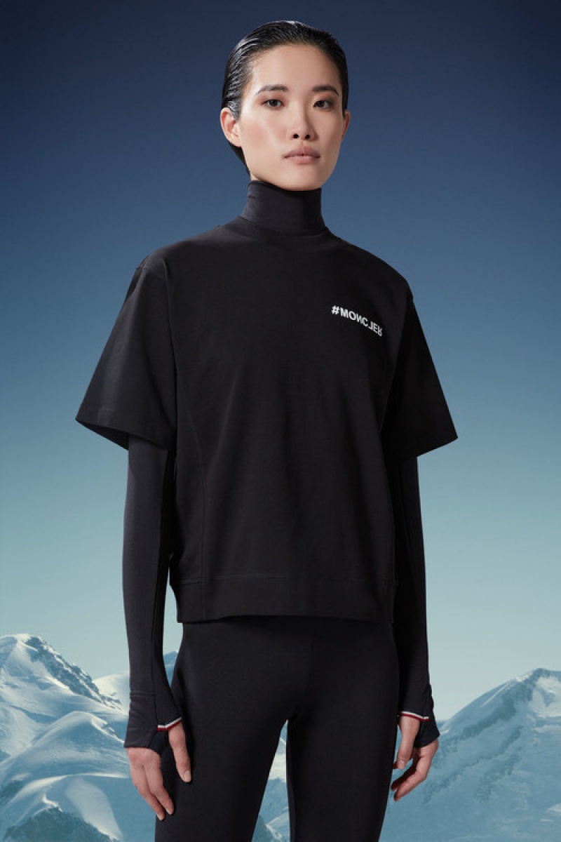 Camiseta Moncler Logo T Mujer Negros | SCYK-28013