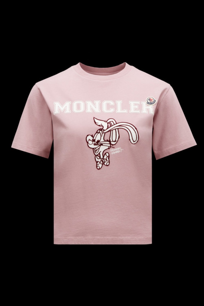 Camiseta Moncler Logo T Mujer Rosas | OPEN-45307