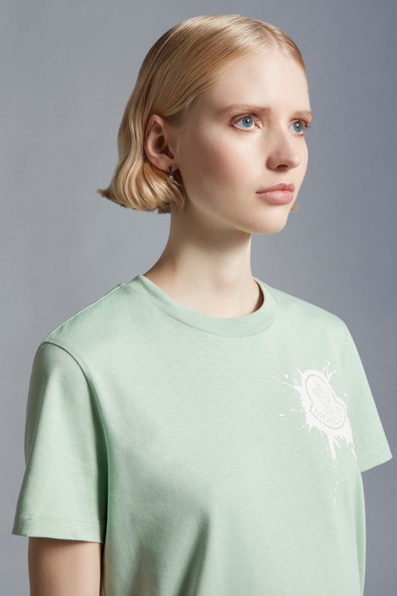 Camiseta Moncler Logo T Mujer Verdes Claro | MICE-42591