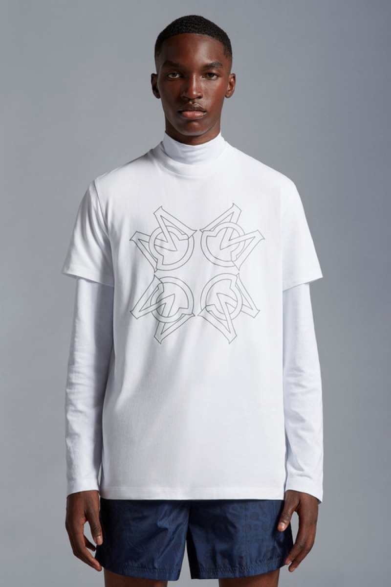 Camiseta Moncler Monogram Motif T Hombre Blancos | NOFC-41568