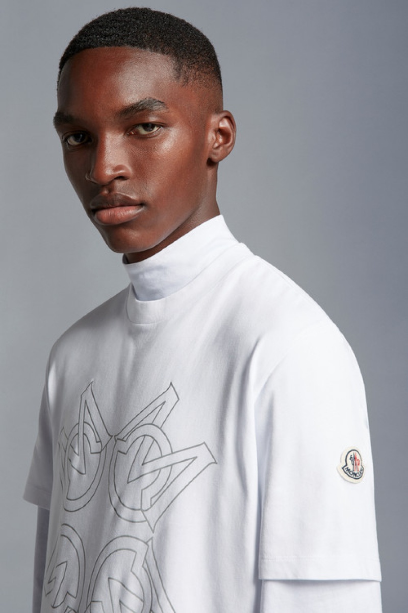 Camiseta Moncler Monogram Motif T Hombre Blancos | NOFC-41568