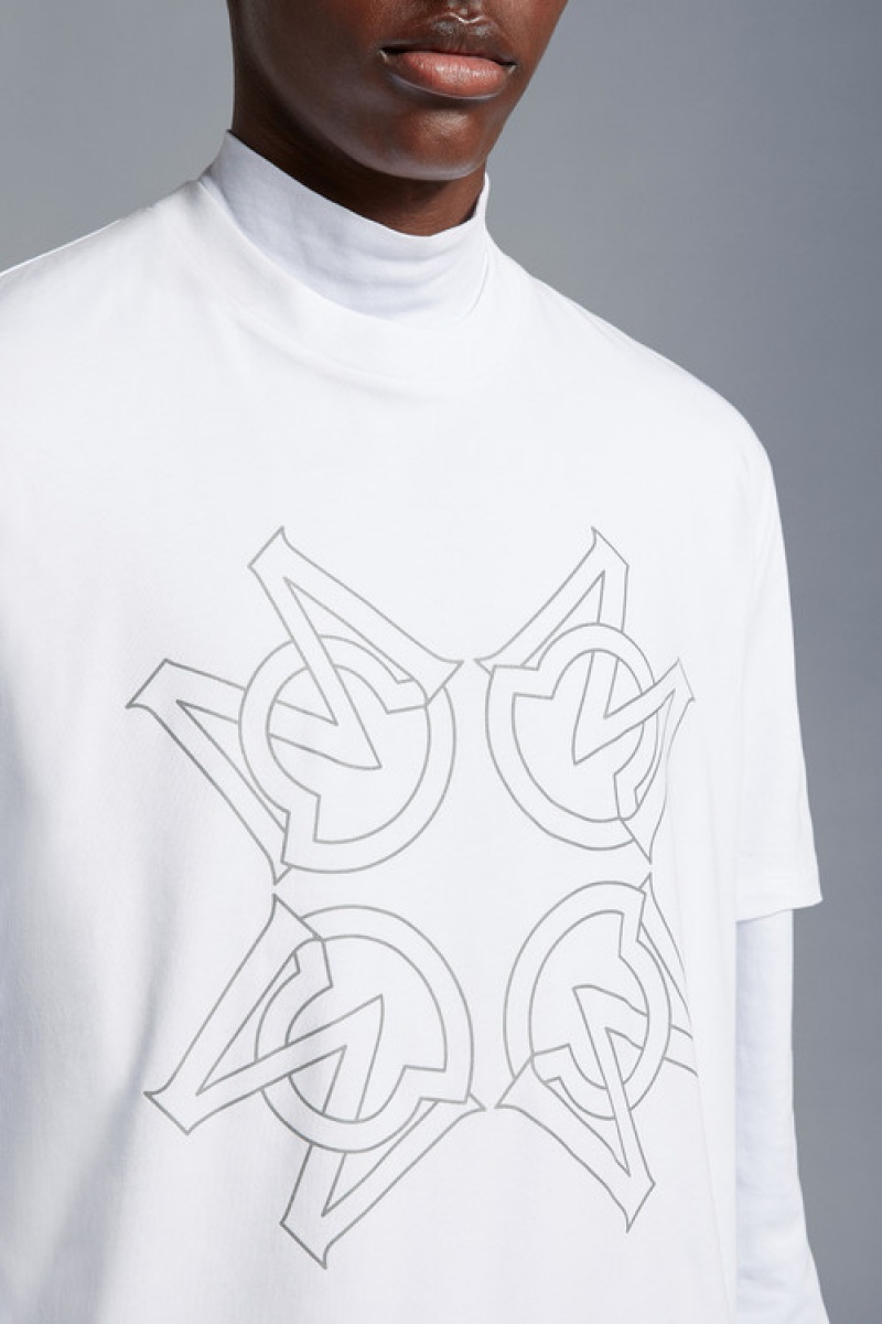 Camiseta Moncler Monogram Motif T Hombre Blancos | NOFC-41568