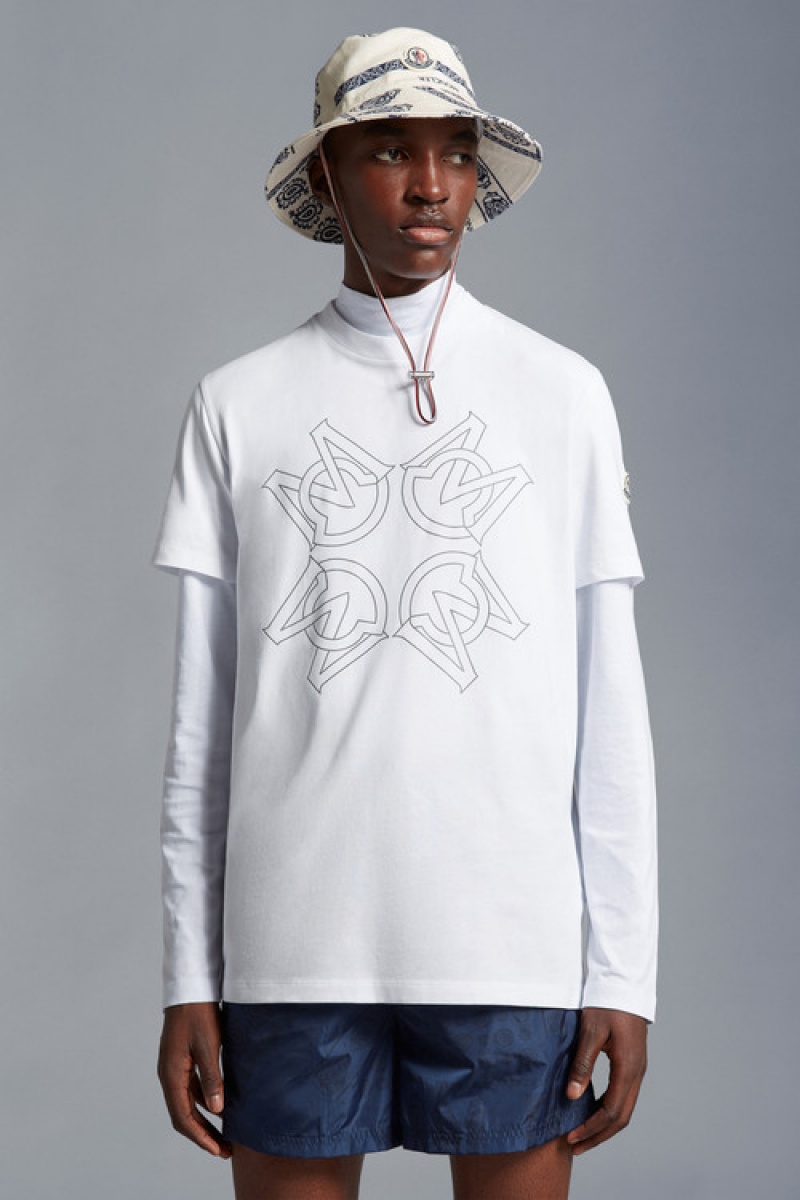 Camiseta Moncler Monogram Motif T Hombre Blancos | NOFC-41568