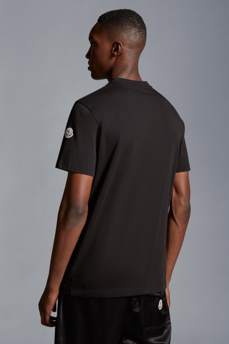 Camiseta Moncler Monogram Patch T Hombre Negros | DXLC-64705