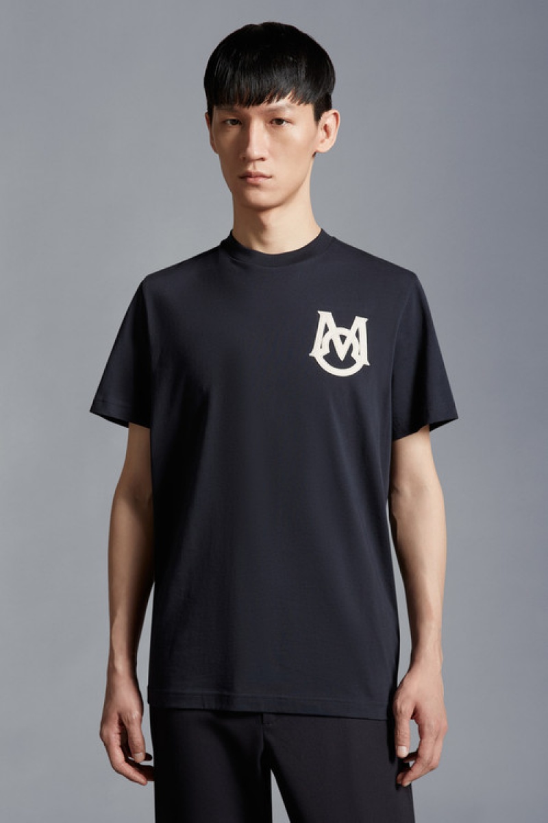 Camiseta Moncler Monogram T Hombre Azul Marino Azules | SXLU-69138