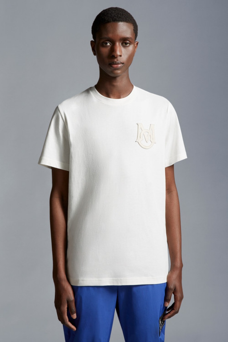 Camiseta Moncler Monogram T Hombre Blancos | VJRW-63071