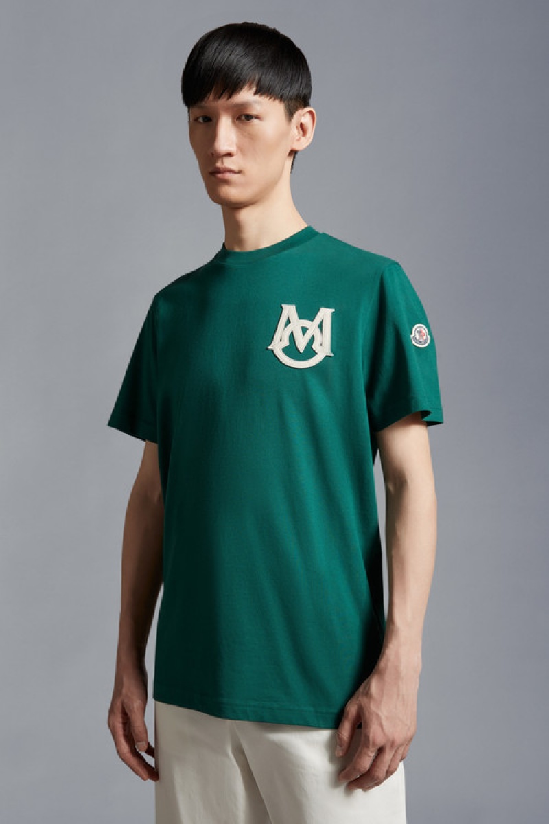 Camiseta Moncler Monogram T Hombre Turquesa Verdes | ABPT-38601