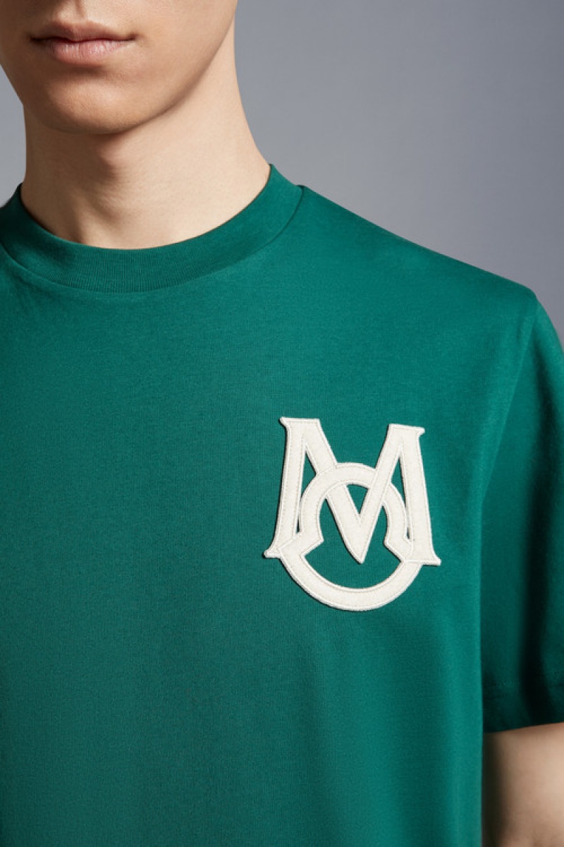 Camiseta Moncler Monogram T Hombre Turquesa Verdes | ABPT-38601