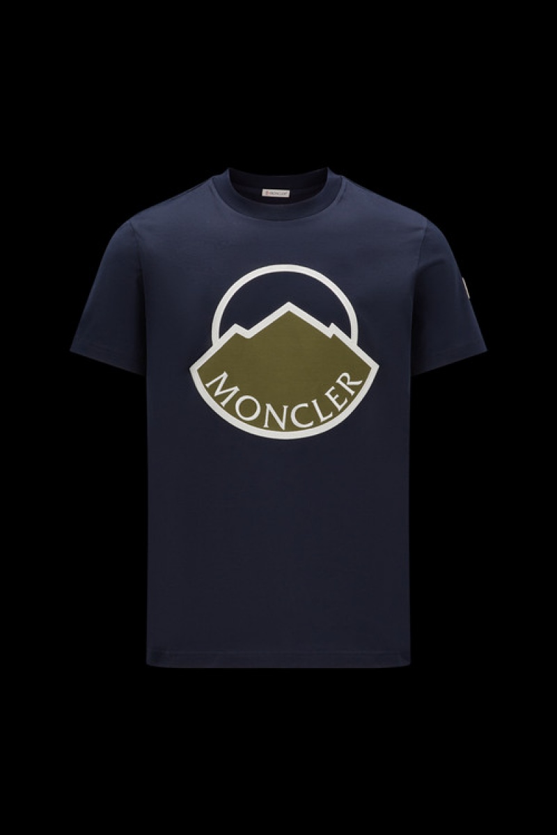 Camiseta Moncler Mountain Logo T Hombre Azul Marino Azules | MBZR-50932