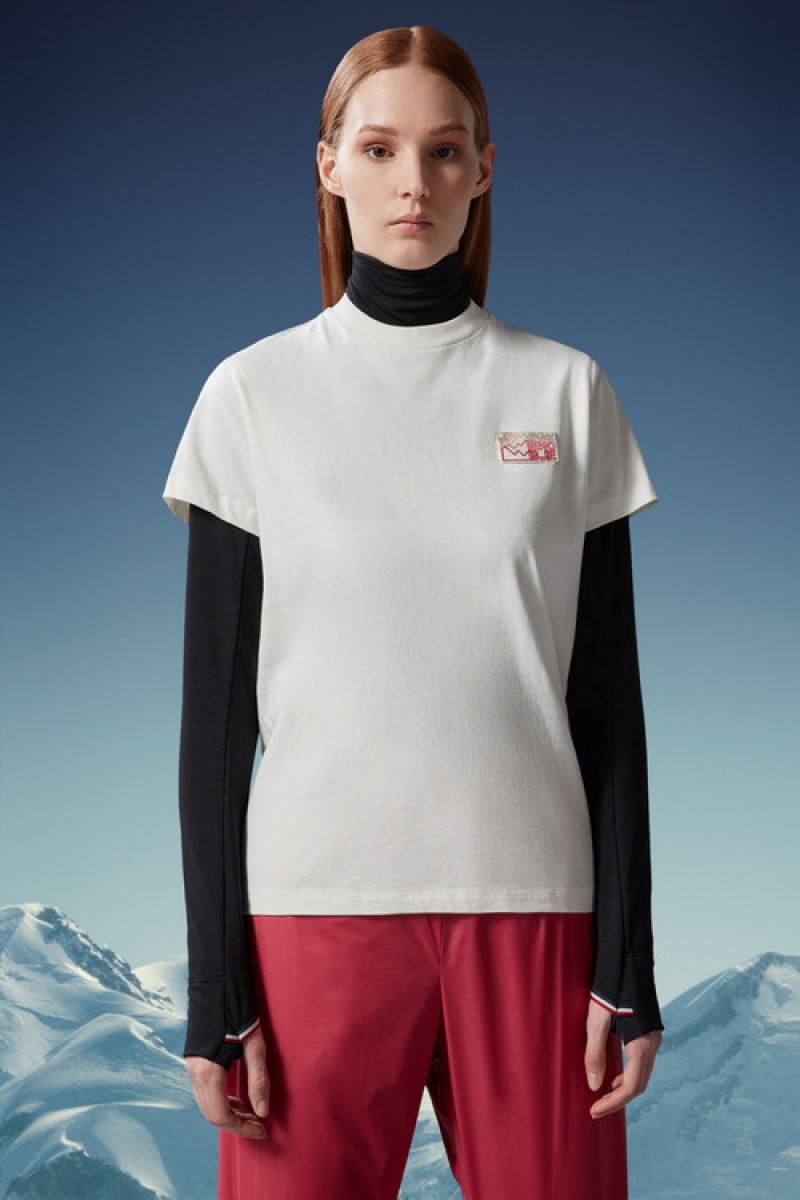 Camiseta Moncler Mountain Logo T Mujer Blancos | GXOT-28930