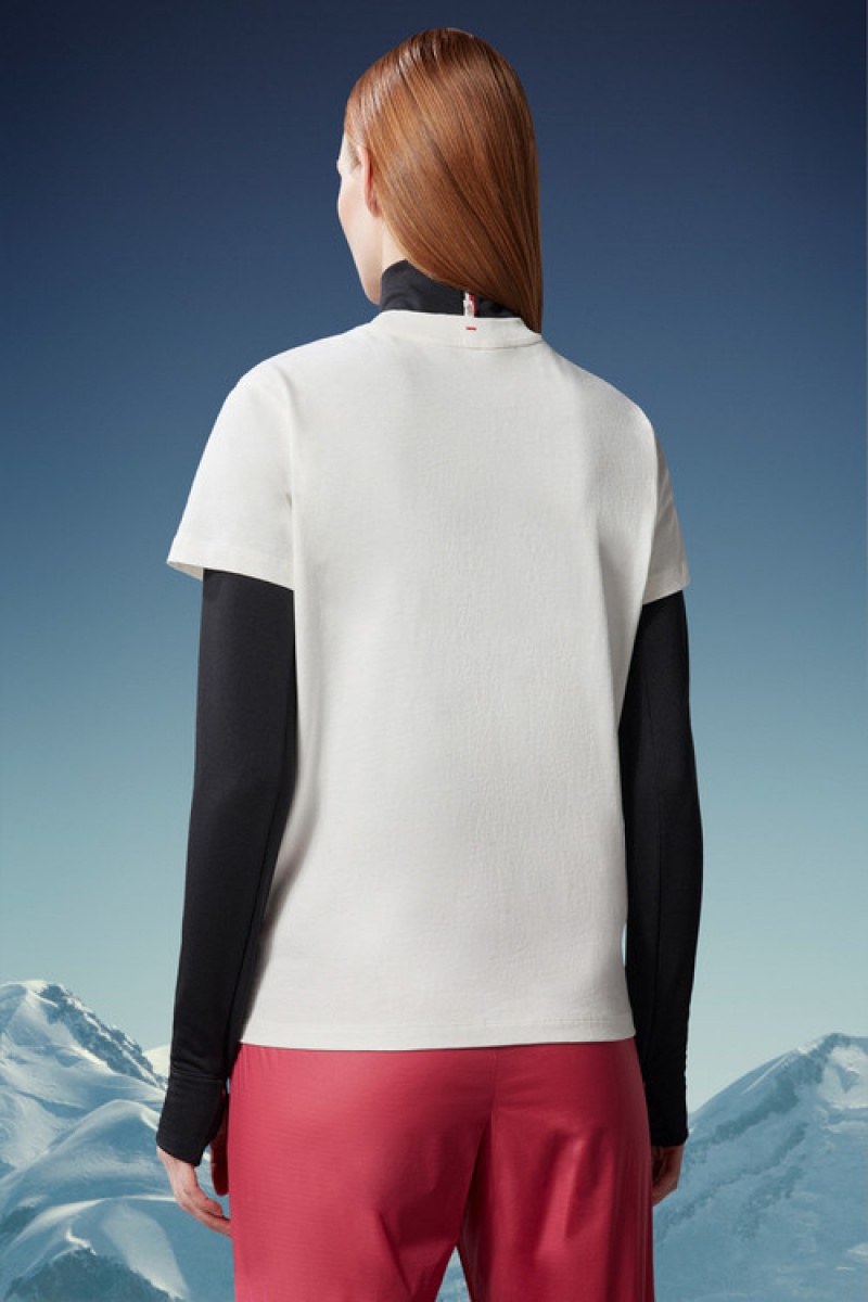 Camiseta Moncler Mountain Logo T Mujer Blancos | GXOT-28930