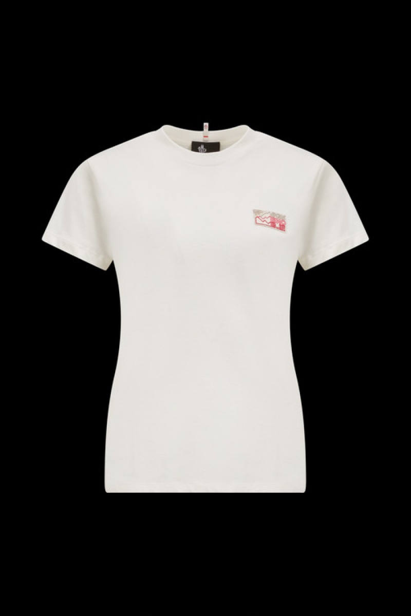 Camiseta Moncler Mountain Logo T Mujer Blancos | GXOT-28930