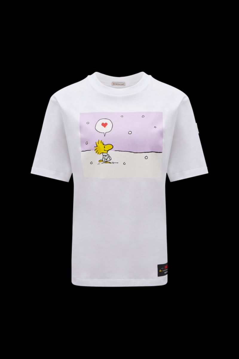 Camiseta Moncler Peanuts Motif T Mujer Blancos | DNRA-01583