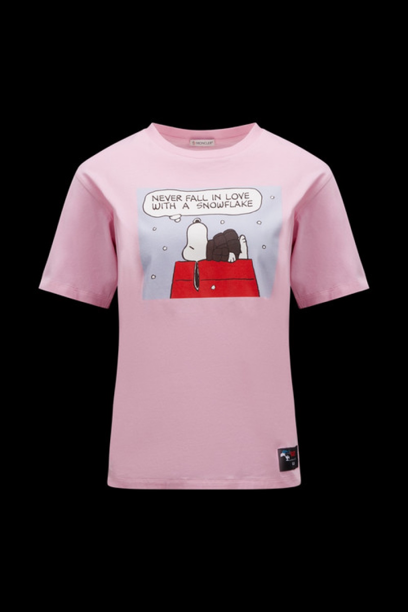 Camiseta Moncler Peanuts Motif T Mujer Rosas | NSPO-52438