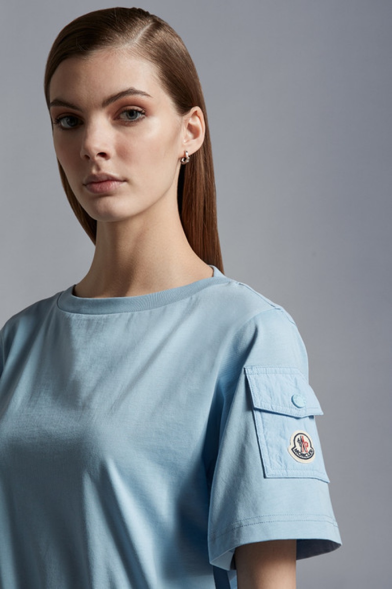 Camiseta Moncler Peplum T Mujer Azules Claro | XPLR-54890