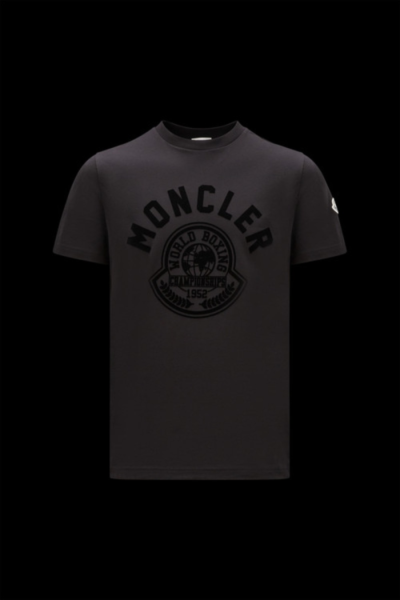 Camiseta Moncler Printed Motif T Hombre Negros | ONAY-50764