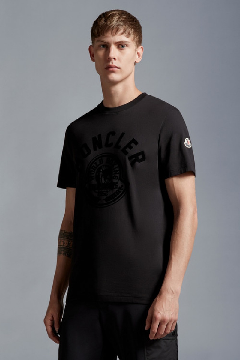 Camiseta Moncler Printed Motif T Hombre Negros | ONAY-50764