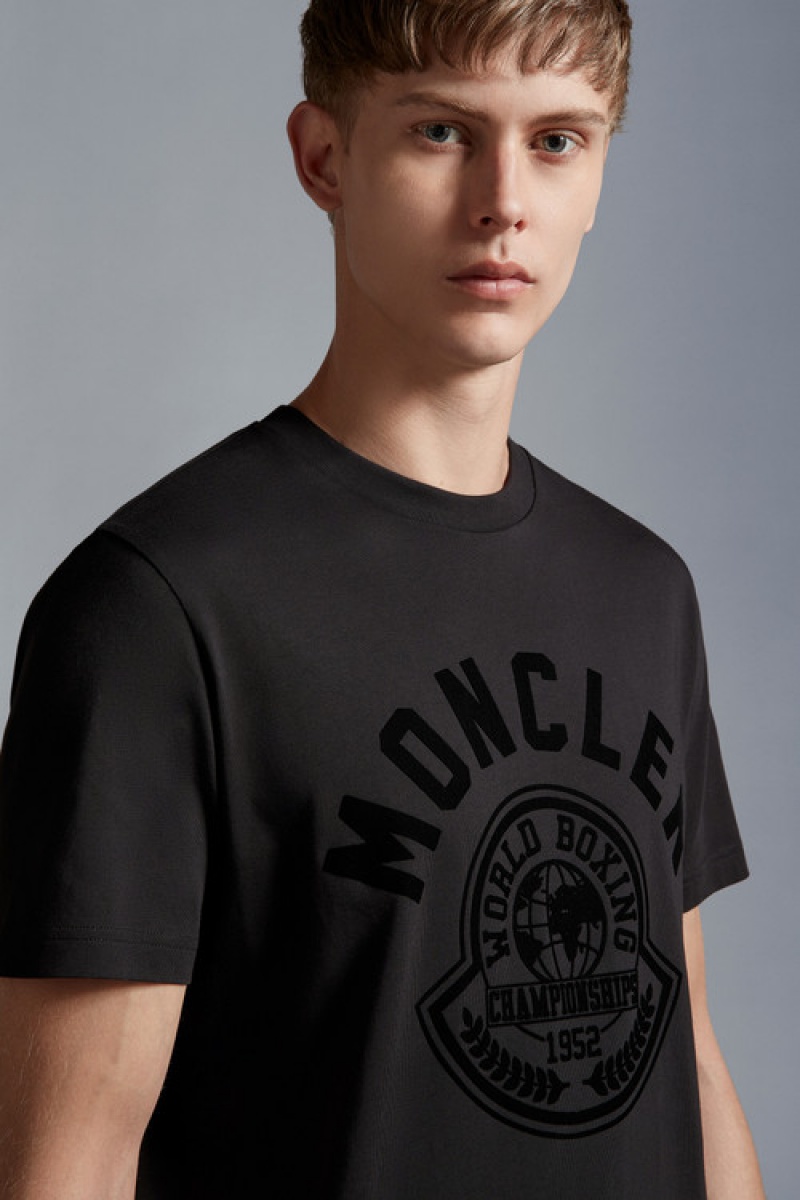 Camiseta Moncler Printed Motif T Hombre Negros | ONAY-50764