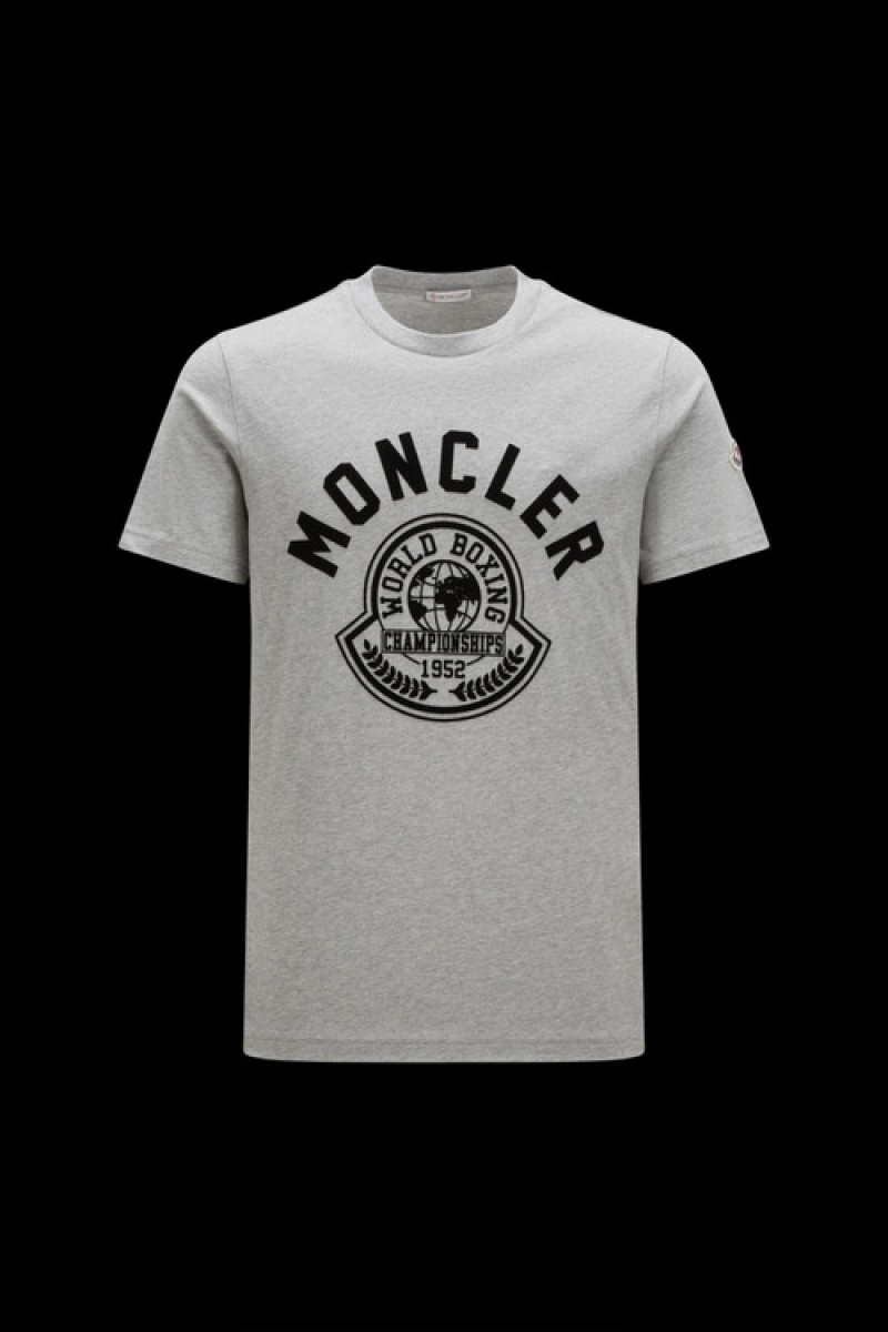 Camiseta Moncler Printed Motif T Hombre Grises | QZMS-49308