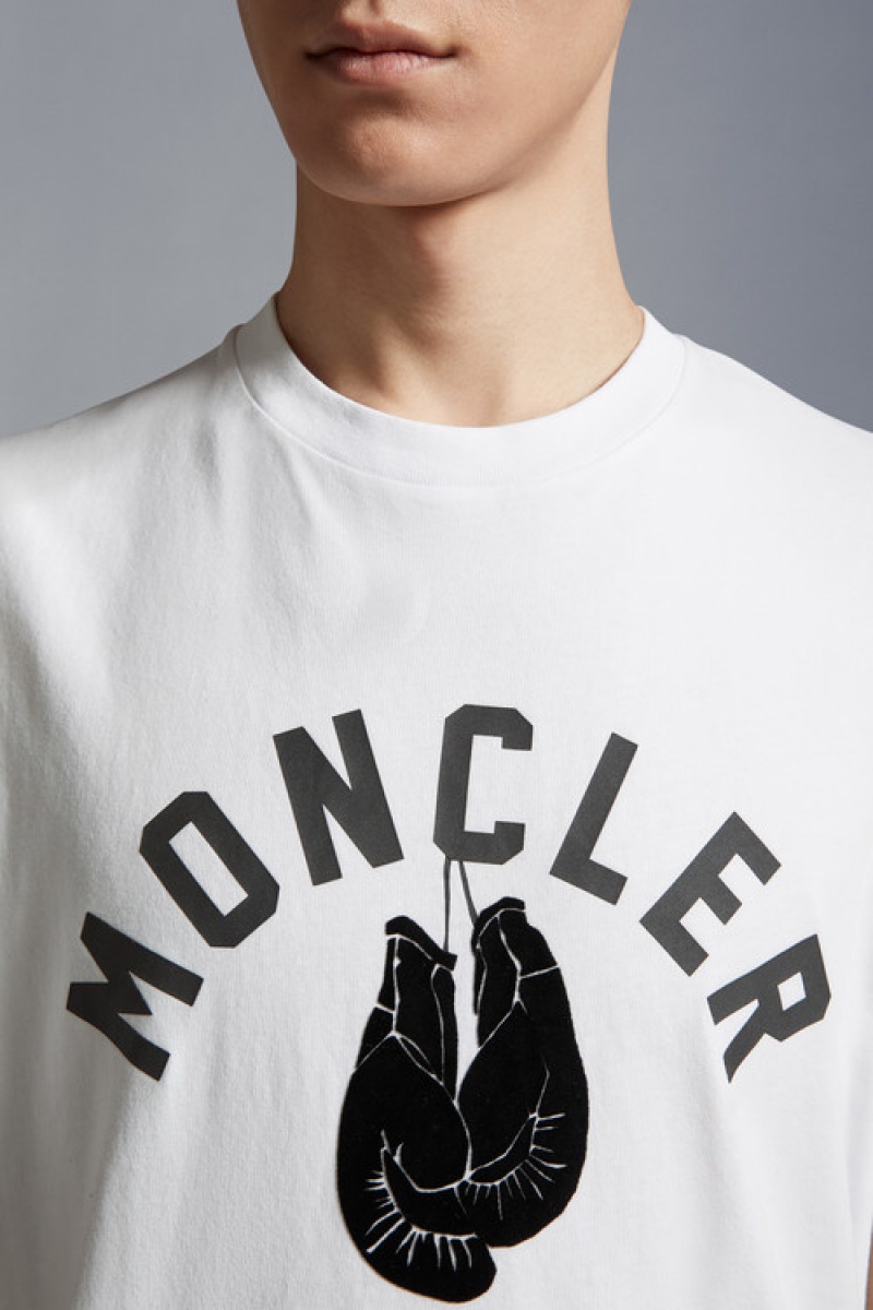 Camiseta Moncler Printed Motif T Hombre Blancos | ABEJ-97283