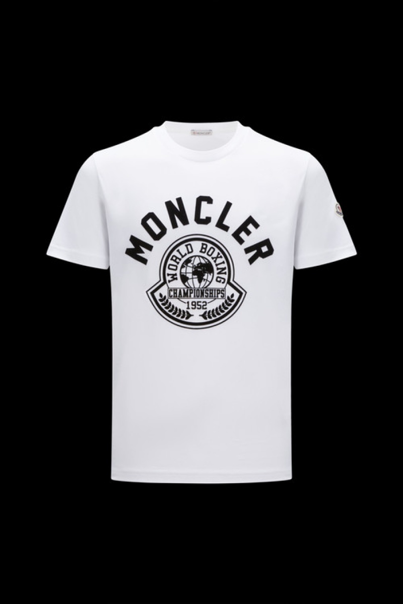 Camiseta Moncler Printed Motif T Hombre Blancos | IYAS-47695