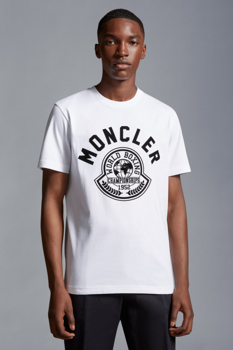 Camiseta Moncler Printed Motif T Hombre Blancos | IYAS-47695