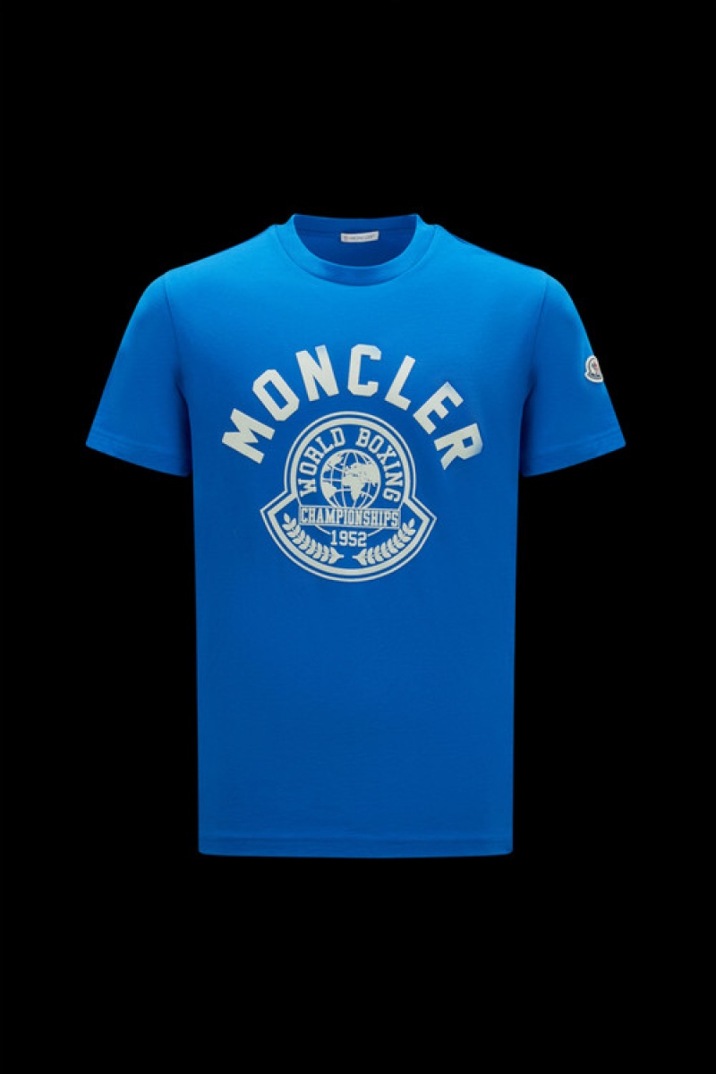 Camiseta Moncler Printed Motif T Hombre Azul Rey Azules | FJNB-37290