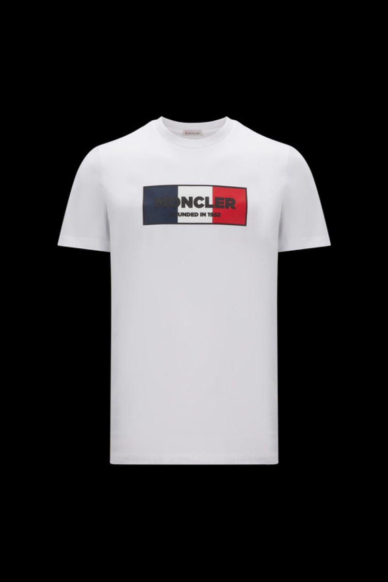 Camiseta Moncler Tricolor Motif T Hombre Blancos | IKBV-64318