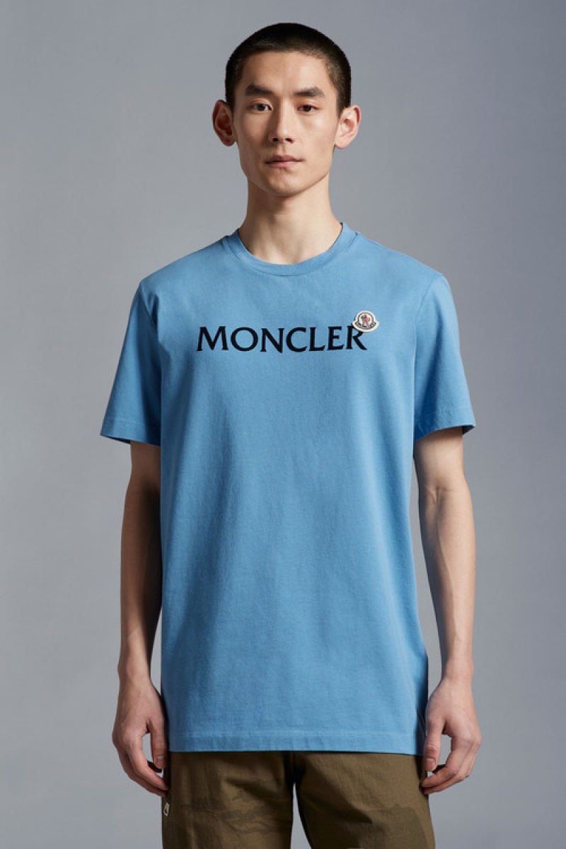 Camiseta Moncler With Estampados Hombre Azules Oscuro | GJPX-25783